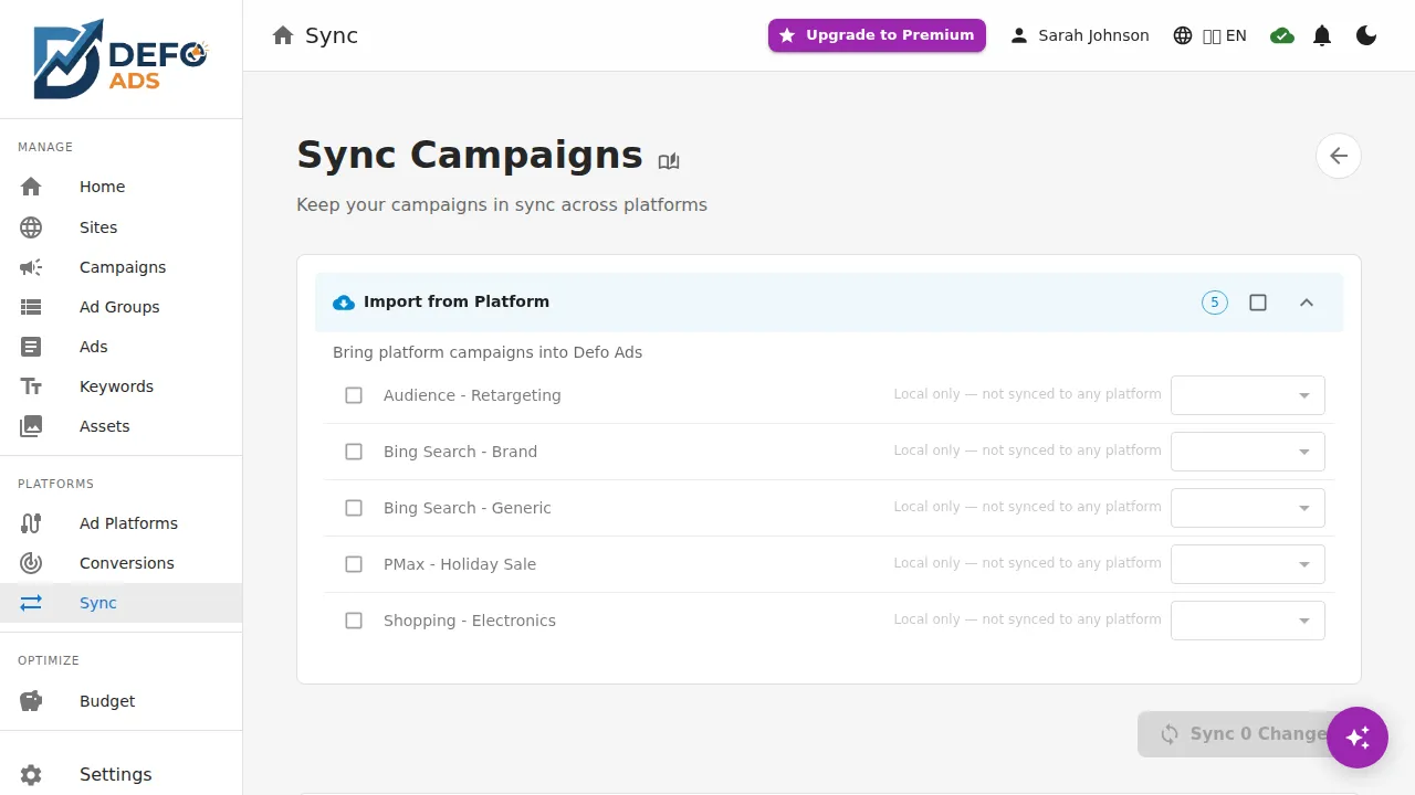 Real-time sync progress tracking